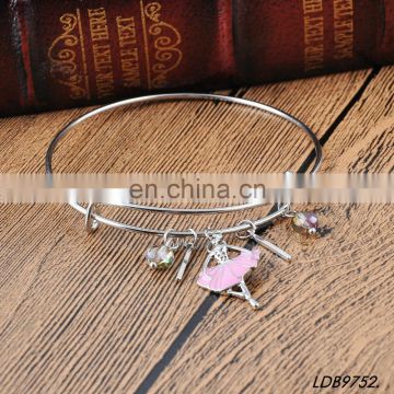 wholesales Neoclassical Personalized pendant Hand Stamped Adjustable Wire Bangle Bracelet