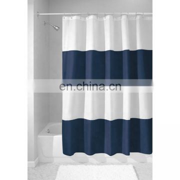 Navy Blue and White Design Waterproof Shower Curtain on Sale