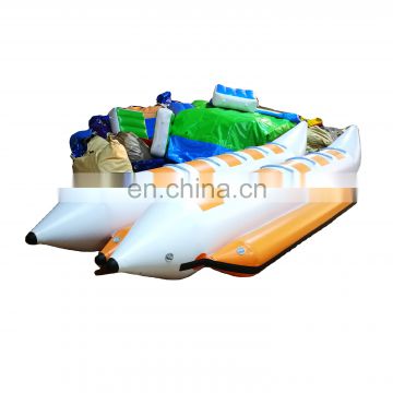 2016 Hot sale sea rides adult bicycle pedal fishing boat for amusement, 2 tubes banana boat for water toy