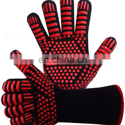High Performance Heat Resistant BBQ Silicone Grilling Gloves Guantes Para Horno 932F Aramid BBQ Oven Gloves Mitts For Fireplace