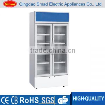 420l-780l double door cold drink/soft drink freezer,display fridge