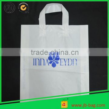 2Mil Thickness White Printed Plastic Bags,No Gusset,Soft Lopp Handle 12''x14'' Cheap Plastic Carrier Bags