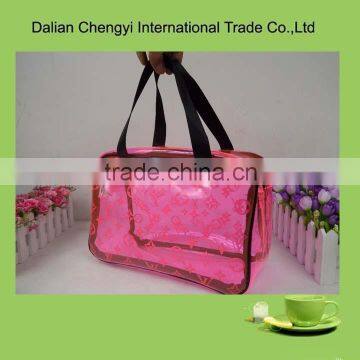 Customized simple women PVC chic printign shoulder Cosmetic Bags