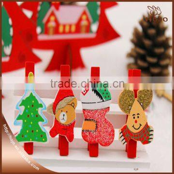 Christmas wooden clip with decoration wooden door hangers