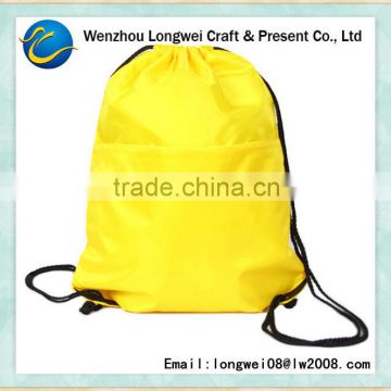 yellow backpack drawstring polyester foldable shopping tote bag