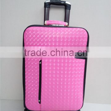 Hot selling customized leather luggage bag,candy color leather travel bag