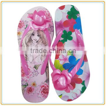 wholesale flower printing EVA flat flip flop women and girl beach slipper                        
                                                Quality Choice