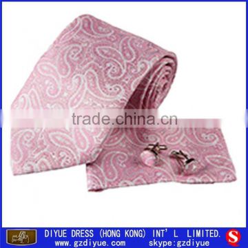 Custom Silk Fabric Designer Brand Name Necktie with Hanky and Cufflink
