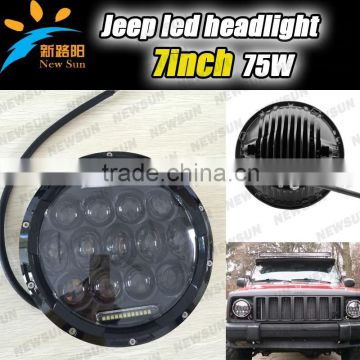 New 75w high low beam with daytime running light 7 inch led headlight for jeep