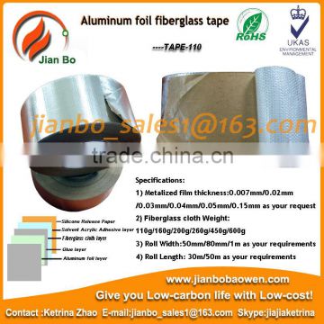 Aluminum foil fiberglass cloth insulation tape for roof pipeline duct and HVAC