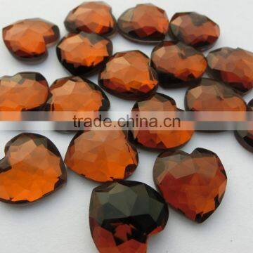 smoked topaz heart shape flat back crystal glass stoned for dress decorating