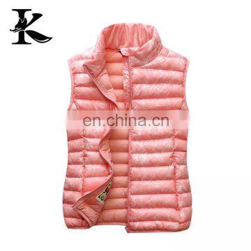 Wholesale Ultralight Women Winter Down Vest with stand collar