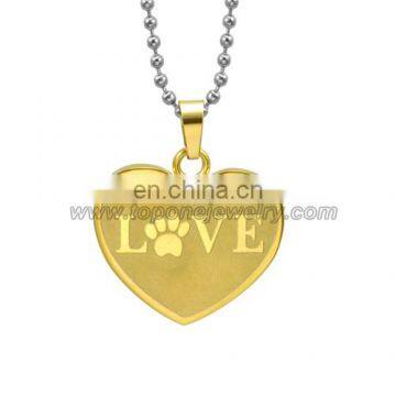 Simple elegant design heart tag pendant gold plated stainless steel pendant