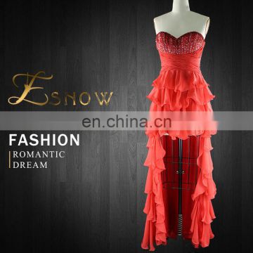 2016 Wholesale Sexy Sweetheart Beaded Gradient Ruffled Evening Dress for Ladies