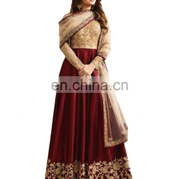 Floor Length Gown Style Party Wear Anarkali Suits 2017 (Semi-Stitched Dress Material)