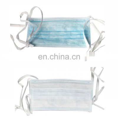 17.5*9.5cm Size and disposable 3 ply non-woven medical face mask Tie-On/earloop