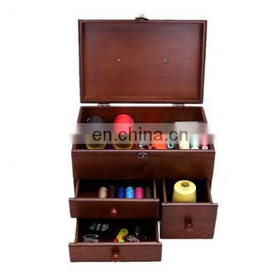 Factory price wholesale wood sewing box wooden sophisticated storage box