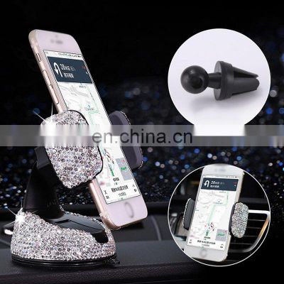 Factory direct sales Crystal Car Phone Holder Mobile Support Bling Car Telephone Support Universal For Dashboard  Air Vent