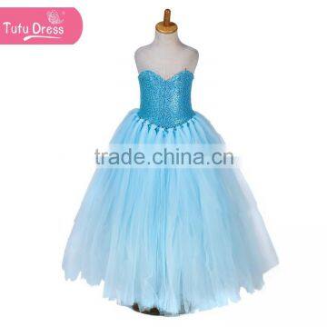 Girls Evening Dress Blue Tutu Elsa In Frozen Dress Baby Girls Costume Dress