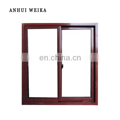 WEIKA Home Simple Design Aluminium Double Glazed Slide Aluminum Frame Glass Sliding Chocolate Windows