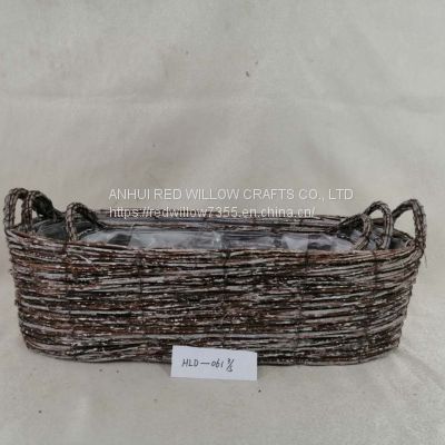 Customized Elm Branch Storage Basket with Handle Handmade