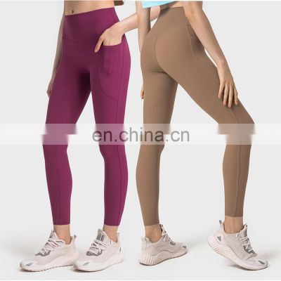 Wholesale Fitness Gym Ribbed High Waist Butt Lift Tummy Control Tight Workout Sports Yoga Leggings Pants With Pocket For Women