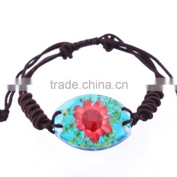 Sweet gift real flowers resin fashion bracelet