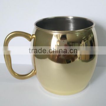 Single wall stainless steel mug with mirror golden finished for vodka