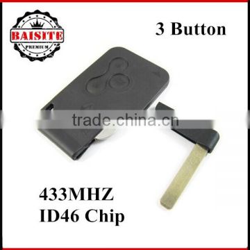 Perfect function renault megane card key Renault Megane 3 button remote key 2pcs/lot with 433Mhz PCF7947 Chip with best price