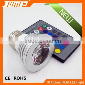 ShenZhen manufacturer IR remote control E27 16 colors 3W E27 RGB lamp