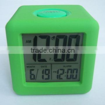 silicone clock, silicone case LCD large digital calendar clock