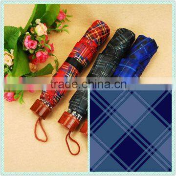 PU coated polyester plaid taffeta fabric for umbrella