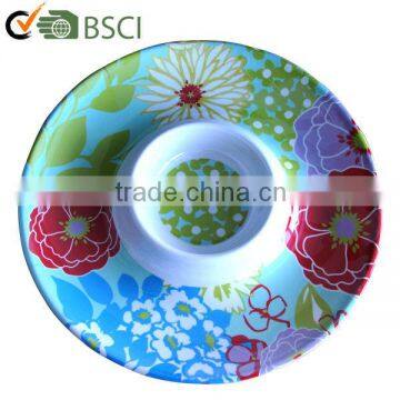 13'' round melamine chip and dip holder, melamine tray,plastic serving tray