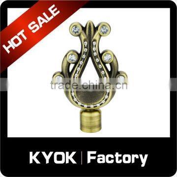 KYOK China supplier decorative crystal glass curtain rod finial for curtain rods