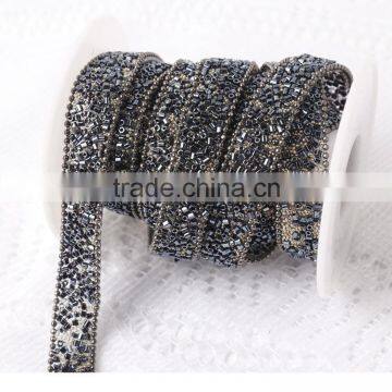 Free Sample New Arrial Black Color Rhinestone Hot Fix Chain Cloth Decoration Accessories