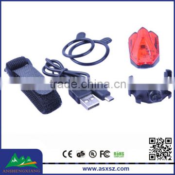 2015 Trade Assurance Supplier HJ-031 Red light 4 LED Rechargeable Safety USB Bike Rear Light