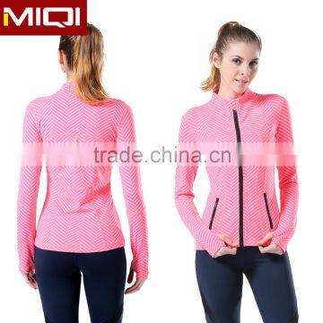 Woman stretchable, durable, breathable, moisture wicking custom women gym running sublimation jacket
