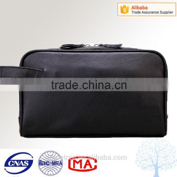 Black color for leather toiletry bag men in high quality OEM china factory