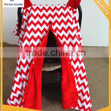 Baby Canopy Infant Red Chevron Open Sun Protection Car Seat Cover