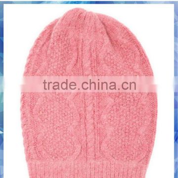 pink cable beanie winter knitted wool hat