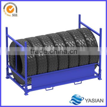 stackable collapsible truck tire storage rack for bulk products