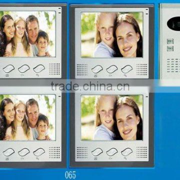 7" wired color multi apartments video door phone for building, 4 families intercom