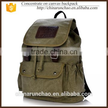 soft army green canvas for teens school drawstring closure fashion backpack bag with laptop computer compartment