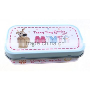 slide mint tin, candy tin, small tin containers with colorful printing