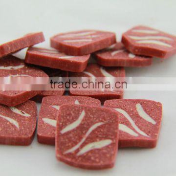dog food shaped squared dog beef pieces