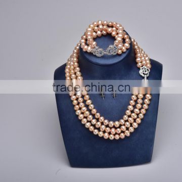 2016 European Style freshwater pearl jewelry set With Earrings