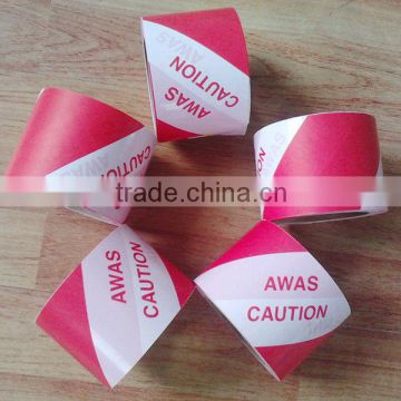 Good quality! Safety warning red/white stripes tape with printings