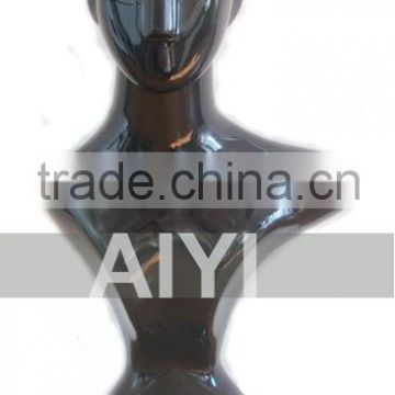 glossy black fashion window display female mannequin head for hats