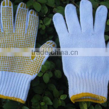string knite pvc dotted cotton gloves