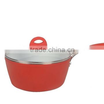 color sauce pan with glass lid S/S handle